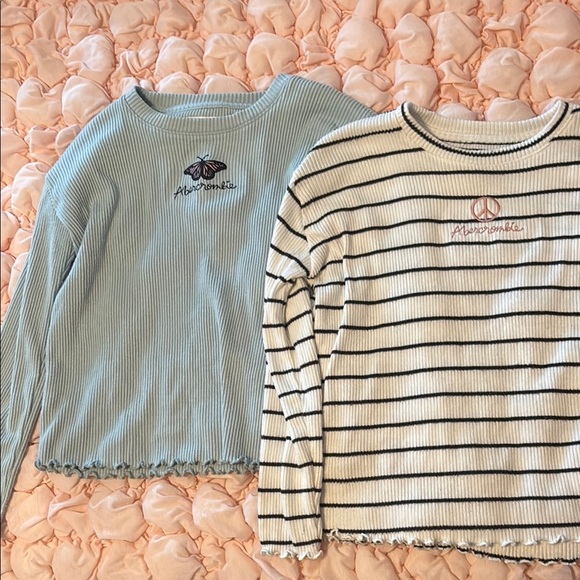 abercrombie kids Other - Abercrombie Kids Sky Blue and Striped Cream Long Sleeve Tees.